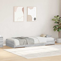 vidaXL Förvaringssängram med låda Grå Sonoma 80 x 200 cm Konstruerat trä