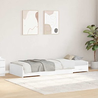 vidaXL Förvaringssängram med huvudgavel Vit 80 x 200 cm Konstruerat trä