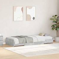 vidaXL Förvaringssängram med låda Betonggrå 80 x 200 cm Konstruerat trä