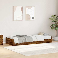 vidaXL Förvaringssängram med huvudgavel Rökt ek 75 x 190 cm Konstruerat trä