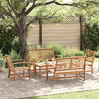 vidaXL Trädgårdsoffset 5 pcs Naturfärg Massivt teakträ