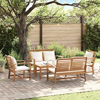 vidaXL Trädgårdsoffset 5 pcs Naturfärg Massivt teakträ
