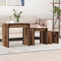 vidaXL Nesting Kaffe Bord 3 pcs Gammalt trä 60 x 35 x 56 cm