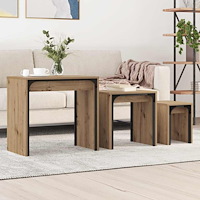 vidaXL Nesting Kaffe Bord 3 pcs artisan ek 60 x 35 x 56 cm