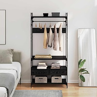 vidaXL Garderob med låda Svart ek 89 x 39 x 184.5 cm Konstruerat trä