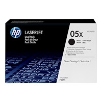 Hewlett-Packard HP 05X - 2-pack - Lång livslängd - svart - original - LaserJet - tonerkassett (CE505XD)