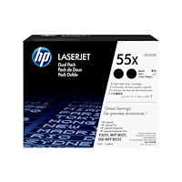 Hewlett-Packard HP 55X - 2-pack - Lång livslängd - svart - original - LaserJet - tonerkassett (CE255XD)