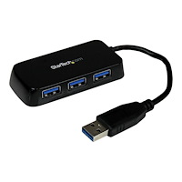 StarTech.com StarTech.com Bärbar SuperSpeed mini USB 3.0-hubb med 4 portar - Svart - hubb - 4 portar