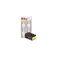 Peach Peach Spar Pack - 4-pack - XL-kapacitet - svart, gul, cyan, magenta - kompatibel - bläckpatron (alternativ för: HP 932XL...