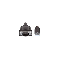 Manhattan Manhattan USB-A to Serial Converter cable, 45cm, Male to Male, Serial/RS232/COM/DB9, Prolific PL-2303HXD Chip, Black/Sil...