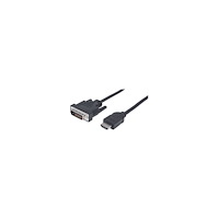 Manhattan Manhattan HDMI to DVI-D 24+1 Cable, 1.8m, Male to Male, Black, Dual Link, Compatible with DVD-D, Lifetime Warranty, Poly...