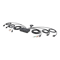StarTech.com StarTech.com 2-Port Dual-Monitor HDMI Cable KVM Switch, 4K 60Hz, Compact KVM with 5ft/1.5m USB-A/HDMI/Audio Integrated C...
