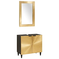vidaXL Badrumsmöbelset med hylla 2 pcs Svart och Guld 62 x 33 x 58 cm