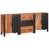 vidaXL Sideboard med låda 3 pcs Brun 55 x 30 x 75 cm Massivt akaciaträ