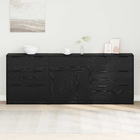 vidaXL Sideboard 3 pcs Svart ek 60 x 30 x 70 cm Konstruerat trä