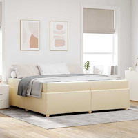 vidaXL Sängram med madrass med madrass Kräm 200 x 200 cm tyg