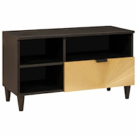 vidaXL TV-skåp Svart och Guld 80 x 33 x 46 cm massivt mangoträ