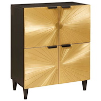 vidaXL Sidokabinett Svart och Guld 60 x 33.5 x 75 cm massivt mangoträ