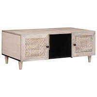 vidaXL Kaffeebord med hylla Beige 100 x 54 x 40 cm massivt mangoträ