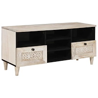 vidaXL TV-skåp med låda Vit 100 x 33 x 46 cm massivt mangoträ