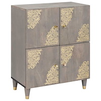 vidaXL Sideboard Grå och Guld 60 x 33 x 75 cm Massivt Mangoträ