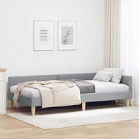 vidaXL Hörn sängram Övrigt Ljusgrå 90 x 190 cm Tyg och konstruerat trä