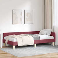vidaXL Hörn sängram Övrigt Vinröd 90 x 190 cm Tyg och konstruerat trä