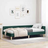 vidaXL Hörn sängram Mörkgrön 90 x 200 cm Tyg och konstruerat trä