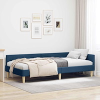 vidaXL Hörn sängram Övrigt Blå 90 x 200 cm Tyg och konstruerat trä