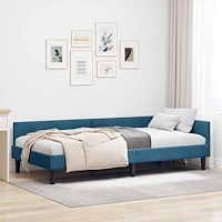 vidaXL Hörn sängram Blå 80 x 200 cm Sammet och konstruerat trä