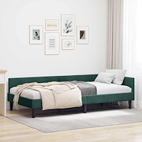 vidaXL Hörn sängram Mörkgrön 80 x 200 cm Sammet och konstruerat trä