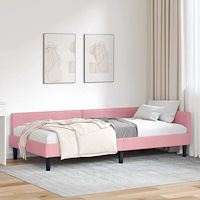 vidaXL Hörn sängram Rosa 100 x 200 cm Sammet och konstruerat trä