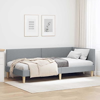 vidaXL Hörn Sängram Ljusgrå 80 x 200 cm Tyger och konstruerat trä