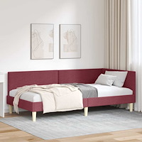 vidaXL Hörn Sängram Vinröd 80 x 200 cm Tyger och konstruerat trä