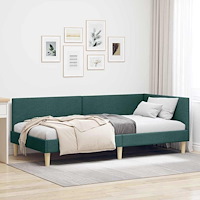 vidaXL Hörn Sängram Mörkgrön 100 x 200 cm Tyger och konstruerat trä