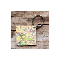 The Sugar Shed OS Map Wooden Square Key-ring - Peak District National Park