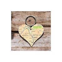 The Sugar Shed OS Map Wooden Heart Key-ring - Yorkshire Dales National Park