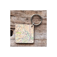 The Sugar Shed OS Map Wooden Square Key-ring - Lake District National Park