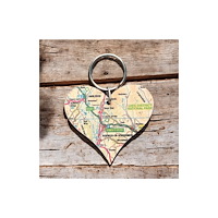 The Sugar Shed OS Map Wooden Heart Key-ring - Lake District National Park