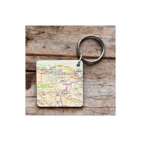 The Sugar Shed OS Map Wooden Square Key-ring - Exmoor National Park