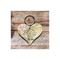 The Sugar Shed OS Map Wooden Heart Key-ring - Pembrokeshire Coast National Park