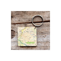 The Sugar Shed OS Map Wooden Square Key-ring - Northumberland National Park