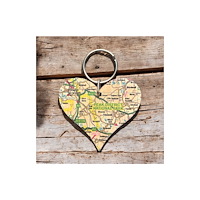 The Sugar Shed OS Map Wooden Heart Key-ring - Peak District National Park