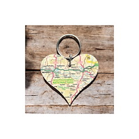 The Sugar Shed OS Map Wooden Heart Key-ring - South Downs National Park