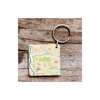 The Sugar Shed OS Map Wooden Square Key-ring - Loch Lomond and The Trossachs National Park