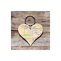 The Sugar Shed OS Map Wooden Heart Key-ring - Exmoor National Park