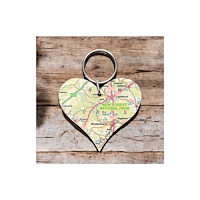 The Sugar Shed OS Map Wooden Heart Key-ring - New Forest National Park
