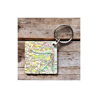 The Sugar Shed OS Map Wooden Square Key-ring - The Broads