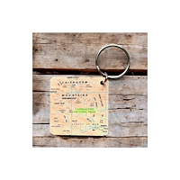 The Sugar Shed OS Map Wooden Square Key-ring - Cairngorms National Park