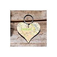 The Sugar Shed OS Map Wooden Heart Key-ring - Northumberland National Park